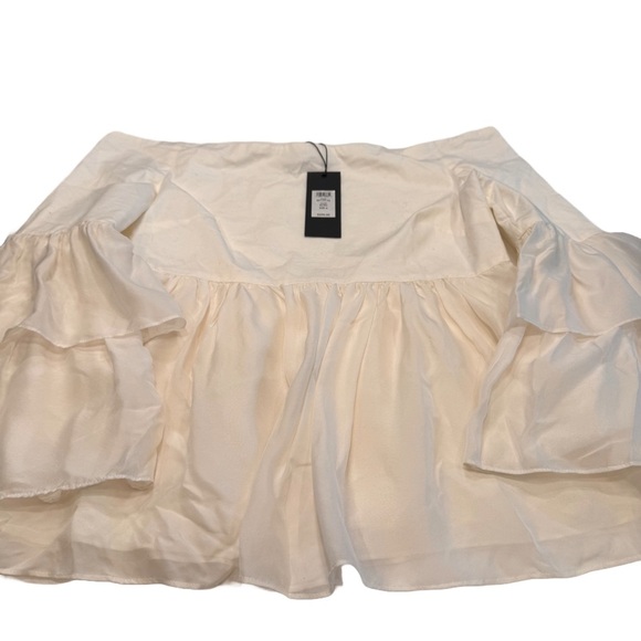 NWT Rachel Zoe Women’s Cotton & Silk Off The Shoulder Tiered Ruffle Top Ecru Sz6 - Picture 2 of 10